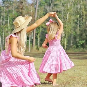 Pink Gingham Kids Casual Dress